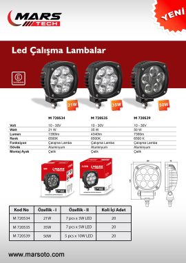 Mars Çalışma Lambalar 3lü Bülten